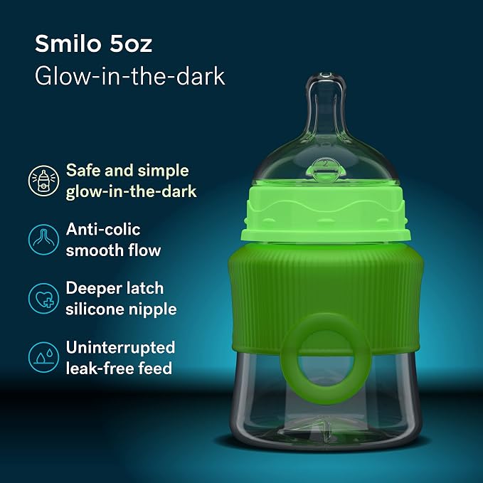 Smilo Baby Bottle Set with Stage 0 Slow Flow Anti Colic Nipple, 5 Oz / 150 ml - Image 2
