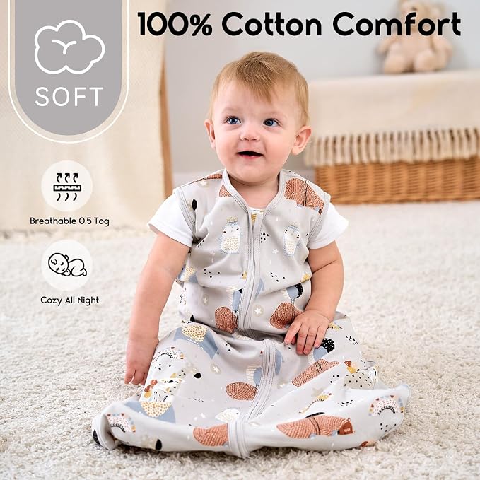 Yoofoss Baby Sleep Sack 0-6 Months 0.5 Tog Wearable Blanket - Image 2