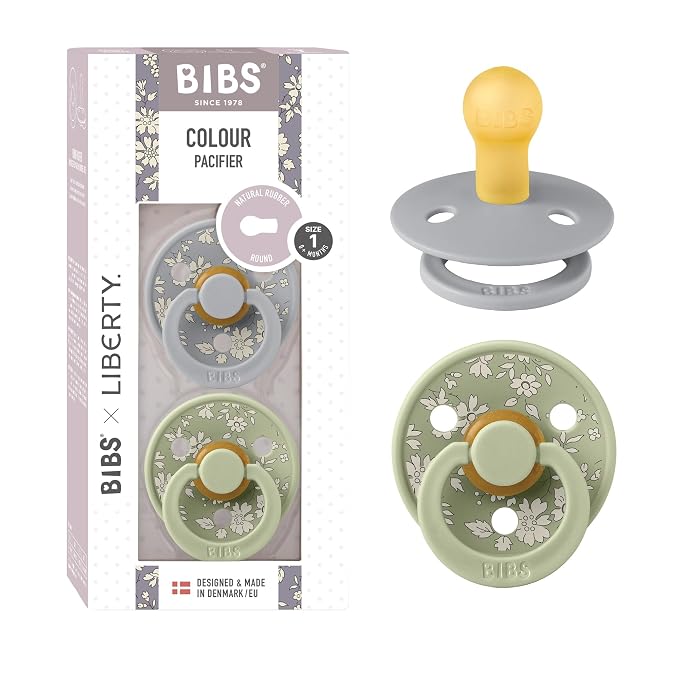 BIBS Colour Liberty Soother 2-Pack, BPA Free Dummy Pacifier, Round Nipple. by BIBS