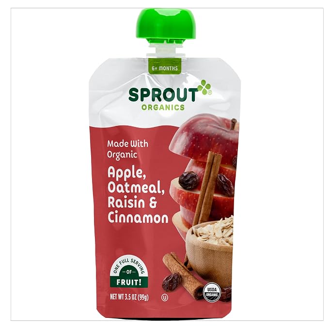 Sprout Organic Baby Food, Stage 2 Pouches, Apple Oatmeal Raisin - Image 3