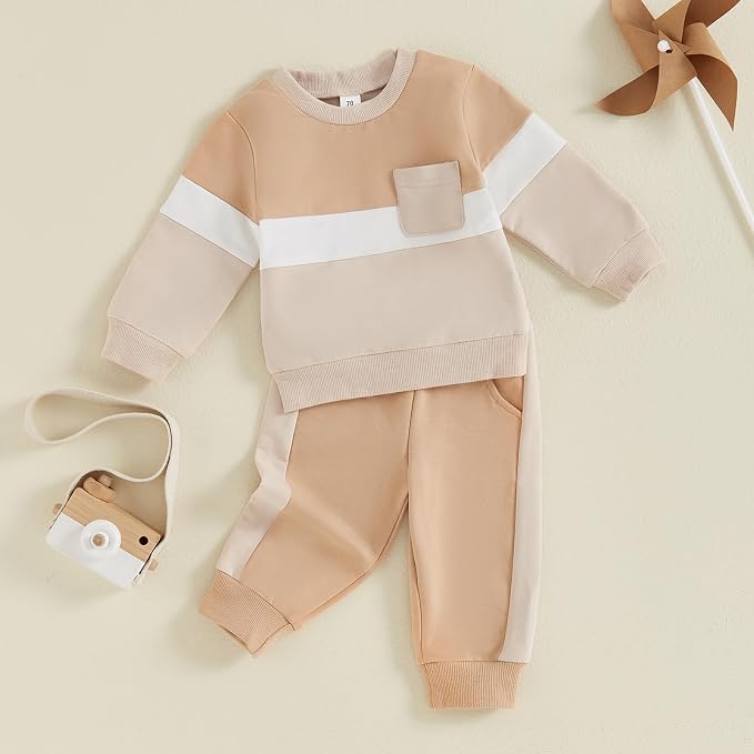 Toddler Baby Boy Fall Outfits Long Sleeve Crew Neck Pullover Sweatshirt + - Image 2