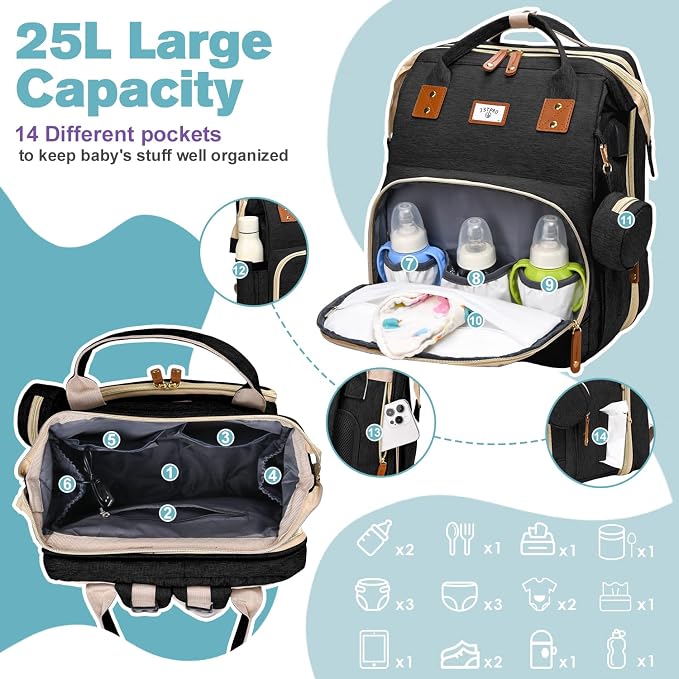 Diaper Bag Backpack, Large Waterproof Lightweight Diaper Bag - Image 2