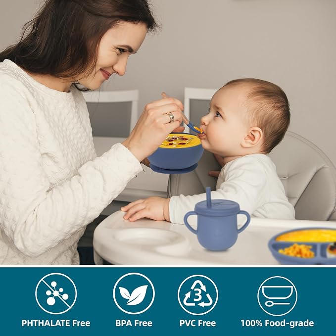 100% Silicone Baby Feeding Set, BPA Free Baby Dishes - Image 5