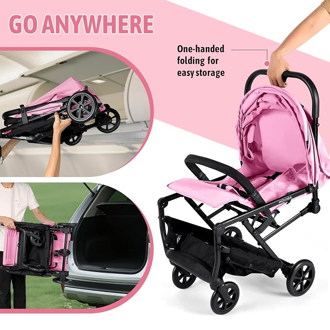 Lightweight Stroller, One-Hand Fold Compact Travel Stroller from Birth to 55 lbs - Image 3