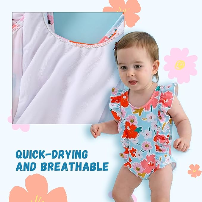 Newborn Baby Girl Ruffle Swimsuit Infant Toddler One Piece Floral Bikini Beach - Image 3