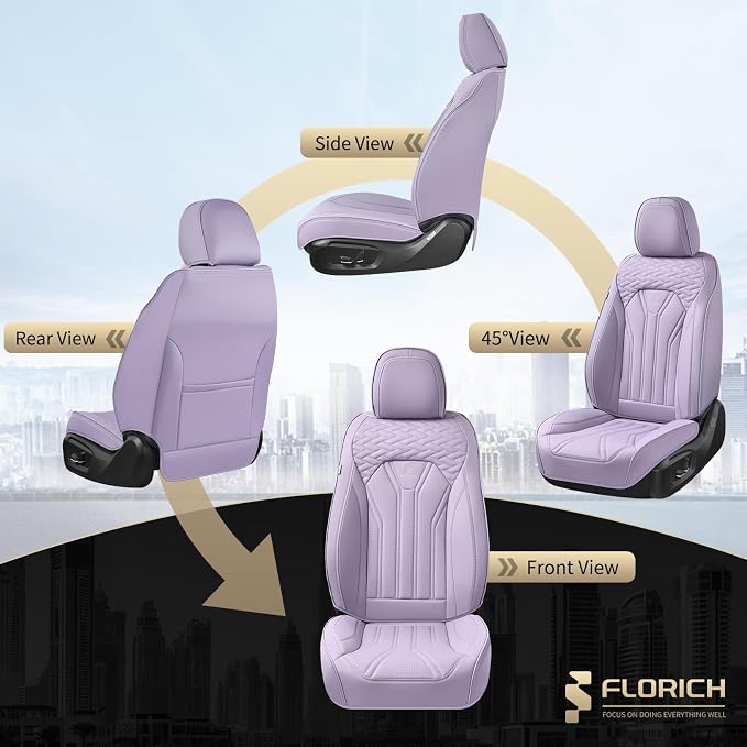 FLORICH Leather Car Seat Covers Full Set, Universal Full Coverage Car Seat - Image 6