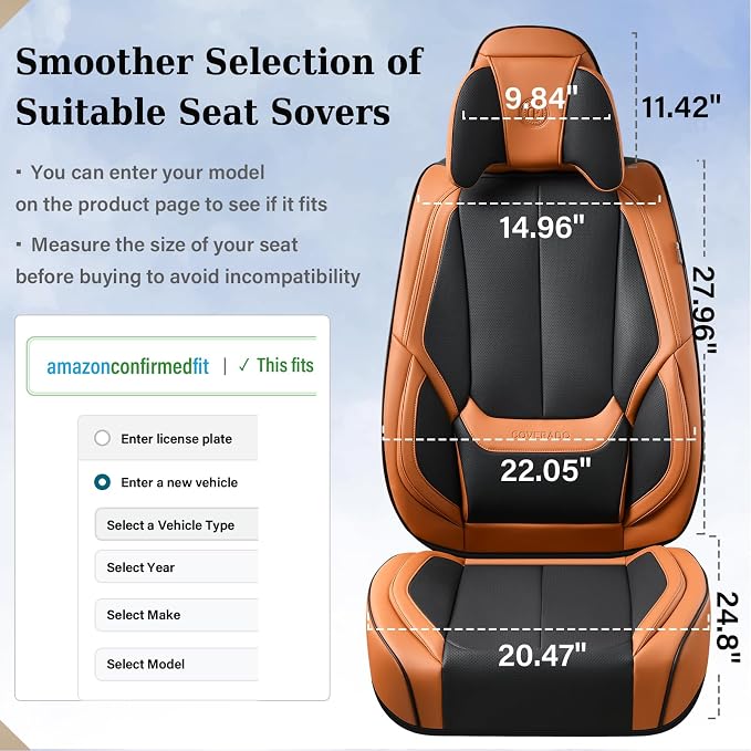 Coverado Universal Seat Covers Front, Waterproof Nappa Leather Car Seat Covers - Image 4