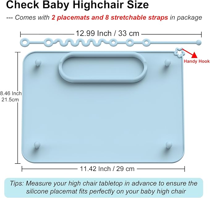2 Pack Baby Silicone Mat, with Suction Base and 8 Stretchable Straps, Seposeve - Image 6