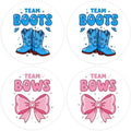 80Pcs Funny Boot and Bow Gender Reveal Stickers Roll, 2 inch Team Boy Team Girl by PNTKION