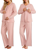 OUGES 100% Cotton Women's Maternity Nursing Pajamas Sets Button Down by OUGES