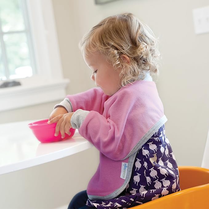 Kiddologic Bibit-all Baby Feeding Bib, Long Sleeves, Ribbed Cuffs, High Collar - Image 4