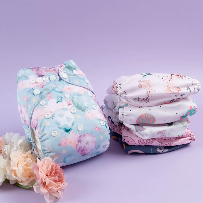 babygoal Reusable Cloth Diapers 6 Pack+6pcs Rayon from Bamboo Inserts+Wet Bag - Image 7