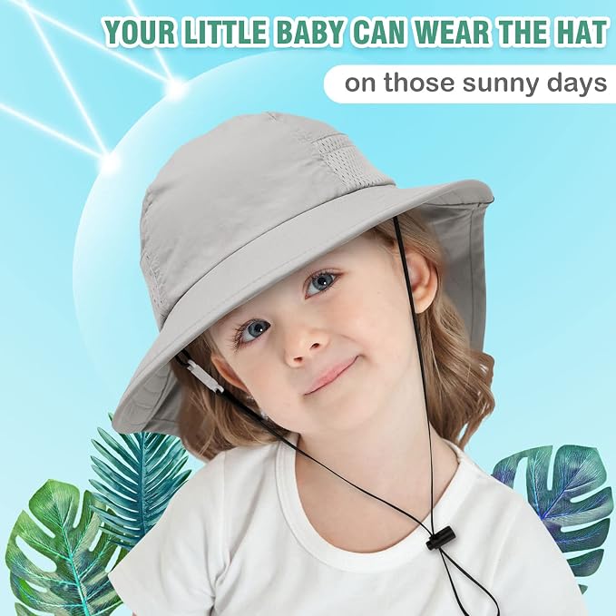 XIAOHAWANG Girls Sun Hat Baby Beach Hats Boys UPF 50+ Kids Summer Protection - Image 2