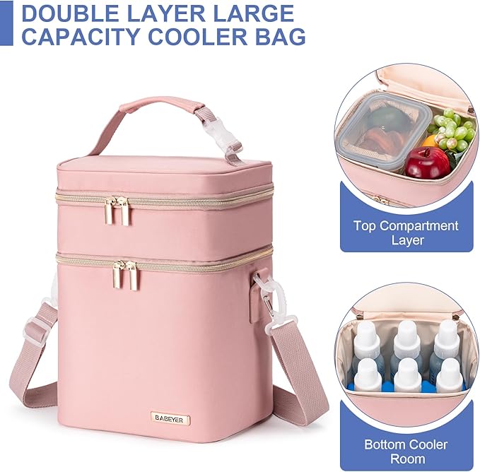 Breastmilk Cooler Bag with Ice Pack Fits 6 Baby Bottles Up to 9 Ounce - Image 2