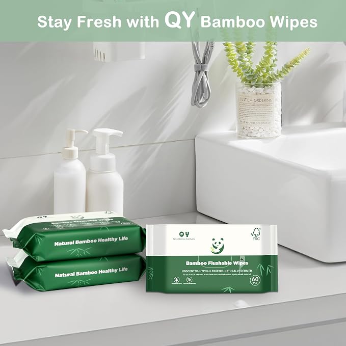 Bamboo Flushable Wipes, Septic Safe, Soothing Botanicals & Aloe, Eco Friendly - Image 7
