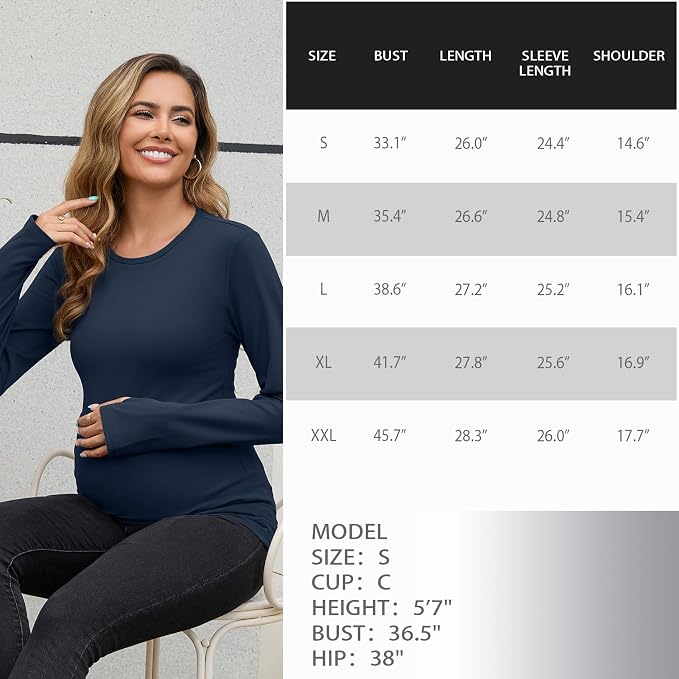 GINKANA Maternity Workout Tops Long Sleeve Pregnancy Yoga Shirts - Image 6