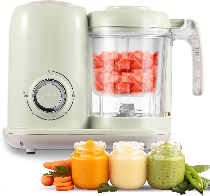 Baby Food Maker, 4 in 1 Baby Food Processor and Steamer, Puree Blender by AMZBABYCHEF