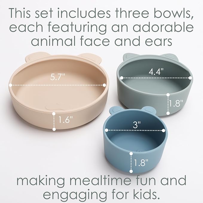 Ali+Oli Children's Stackable Snack Bowl Set BPA Free Food-Grade Silicone Bowls - Image 2