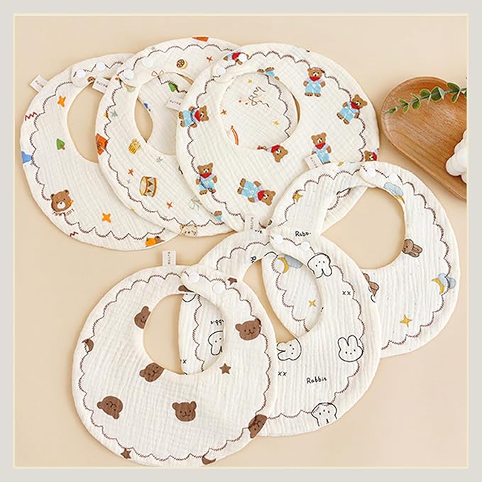 Baby Bibs Muslin Bibs for Baby Girl Boy for Drooling and Teething 10 Pack - Image 6