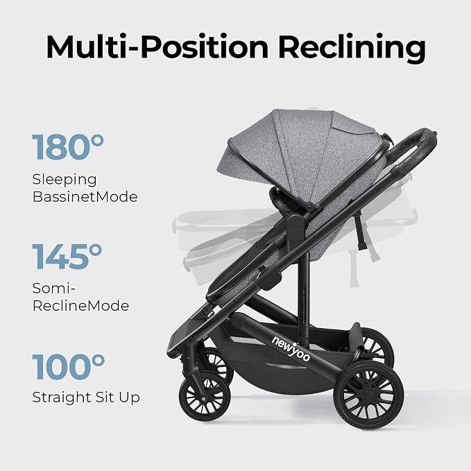 newyoo Bassinet Stroller for Baby, Nestro 516M, Convertible Infant Strollers w - Image 4