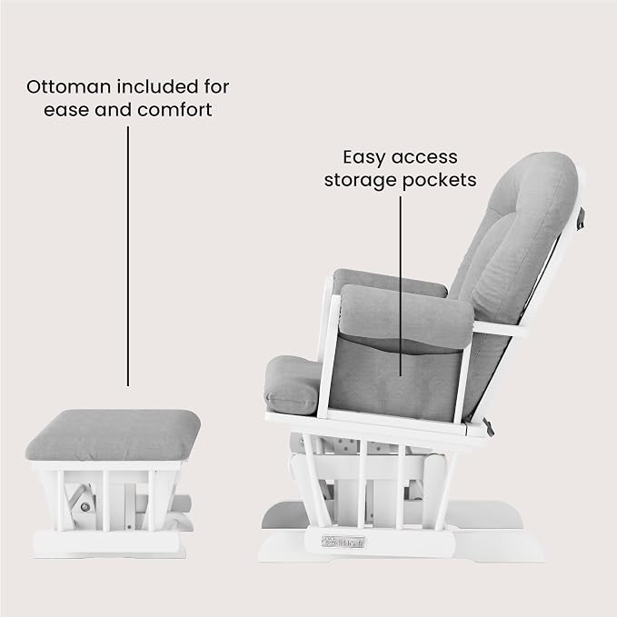 Child Craft Cozy Glider Rocker and Ottoman Set, Padded Cushion - Image 5