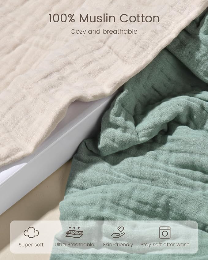 Hooded Baby Towels for Newborn, 35x35 Inch 2 Pack 100% Muslin Cotton Baby Bath - Image 3