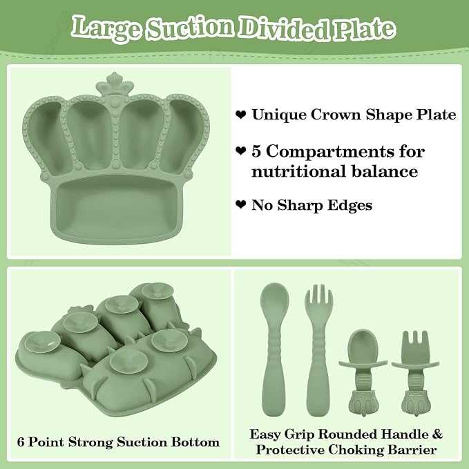 BXLL Olive Green 10 Pcs Baby Led Weaning Supplies - Image 3