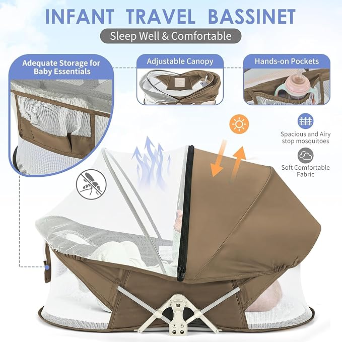 Portable Baby Bassinet Travel Baby Bed, Baby Cribs Travel Pod - Image 3