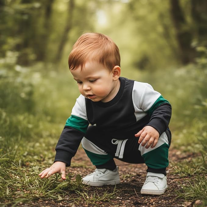 Kupretty Toddler Baby Boy Fall Winter Clothes Color Block Long Sleeve - Image 3