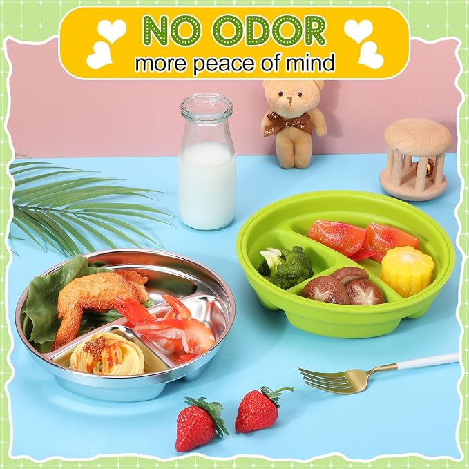 Nuogo 1 Pcs Stainless Steel Baby Suction Plates - Image 3