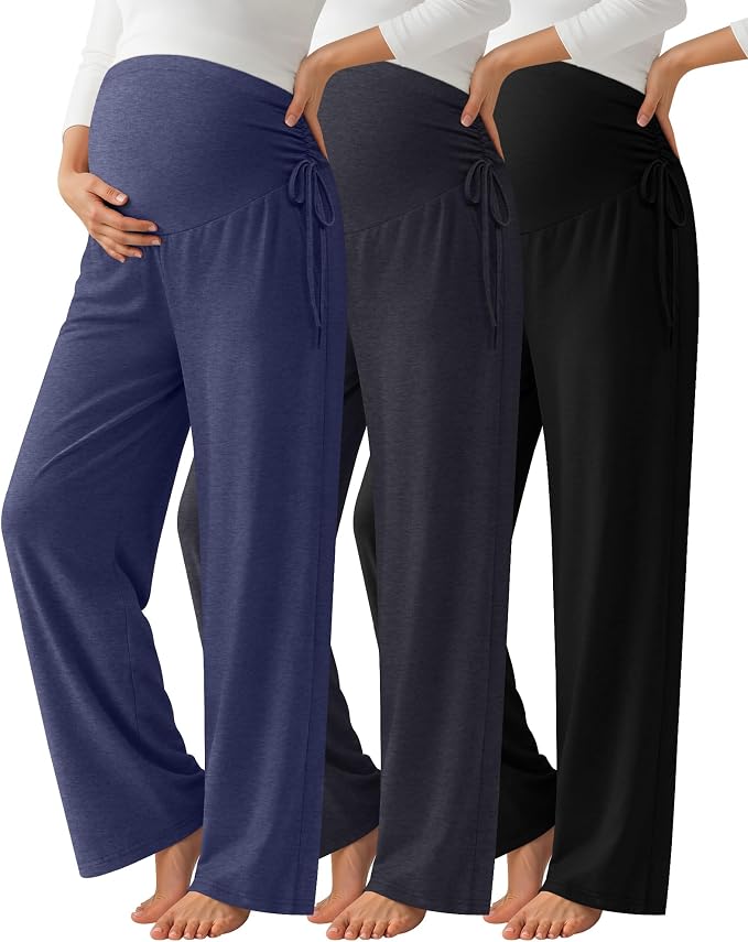 Neer 3 Pack Women's Maternity Pants Over The Belly Loose Pregnancy Pants by Neer