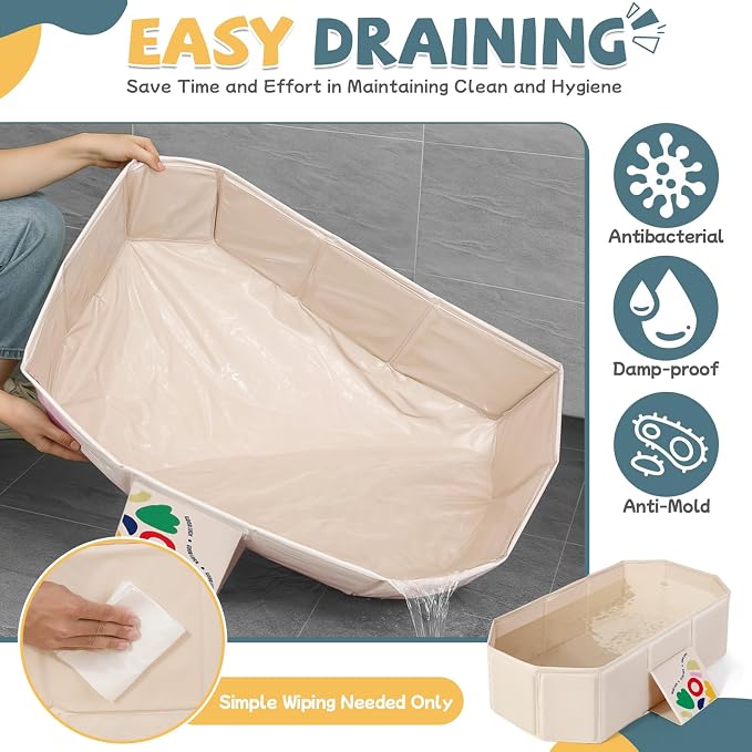 Orzbow Collapsible Baby Bathtub, Toddler Bathtub - Image 4
