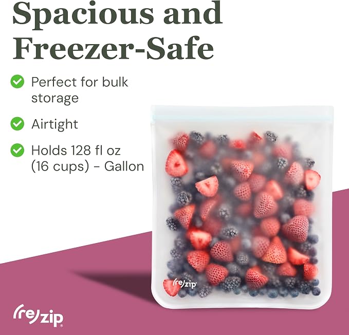 zip Gallon Reusable Bags | BPA-Free, Food Grade, Freezer and Dishwasher Safe | - Image 2