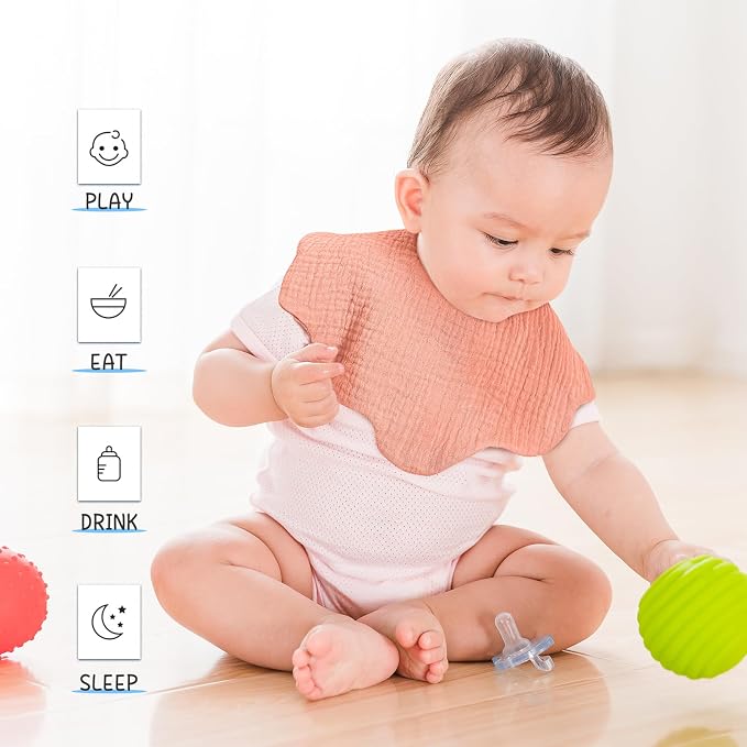 EllieHouse Baby Bibs for Girls Boys 10Pack Muslin Drool Teeth Drooling Teething - Image 5