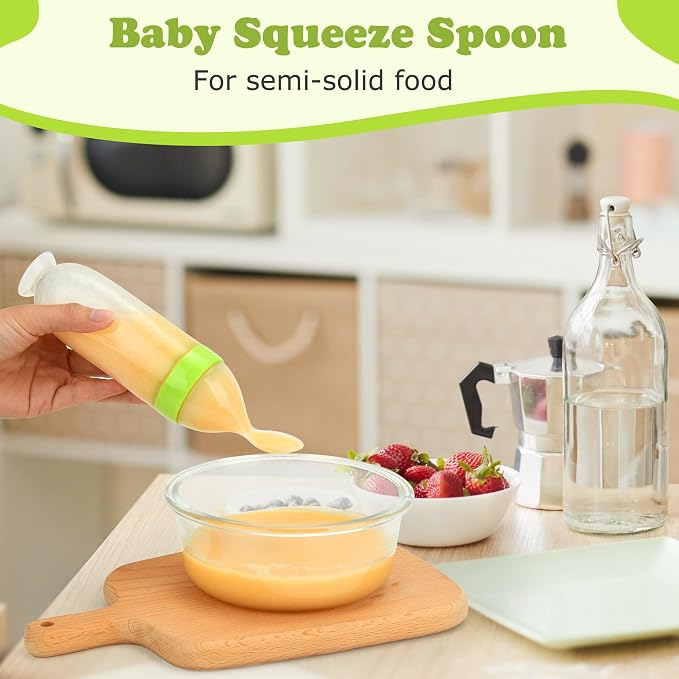 WAJIAYON Baby Food Feeder 4 Pack Silicone Baby Food Dispensing Spoon-3 oz - Image 5