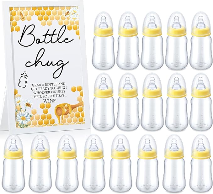 Roowest Bottle Chug Baby Shower Game Favors Including Bee Theme Wooden Sign and by Roowest