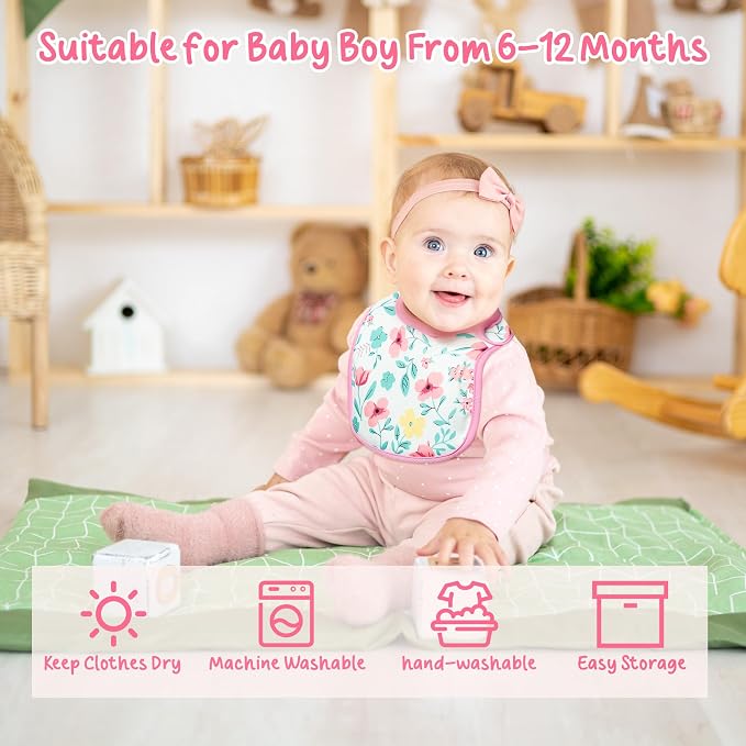 7Pcs Cotton Waterproof Baby Bibs Hook Loop Closure Newborn Bib Keepsake Baby - Image 4
