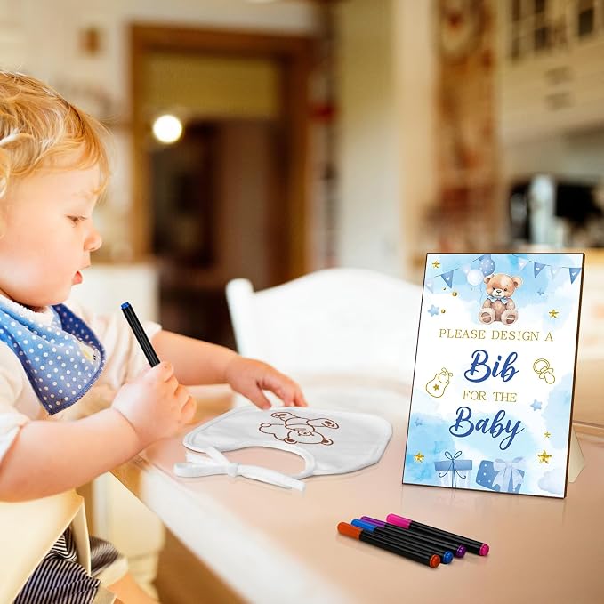 Newwiee 55 Pcs White Bibs for Baby Decorating Design a Bib Decorate Plain - Image 6