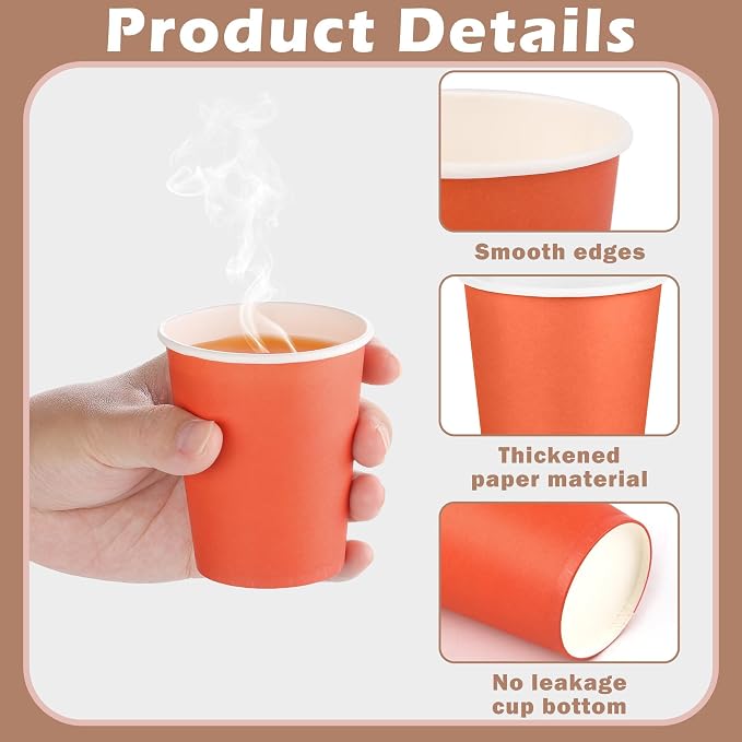 URATOT 60 Pieces 9 Ounce Disposable Paper Cups Autumn Color Party Cups - Image 3