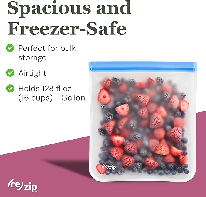 zip Gallon Reusable Bags – BPA-Free, Leak-Proof, 100% Food-Safe PEVA Reusable - Image 2