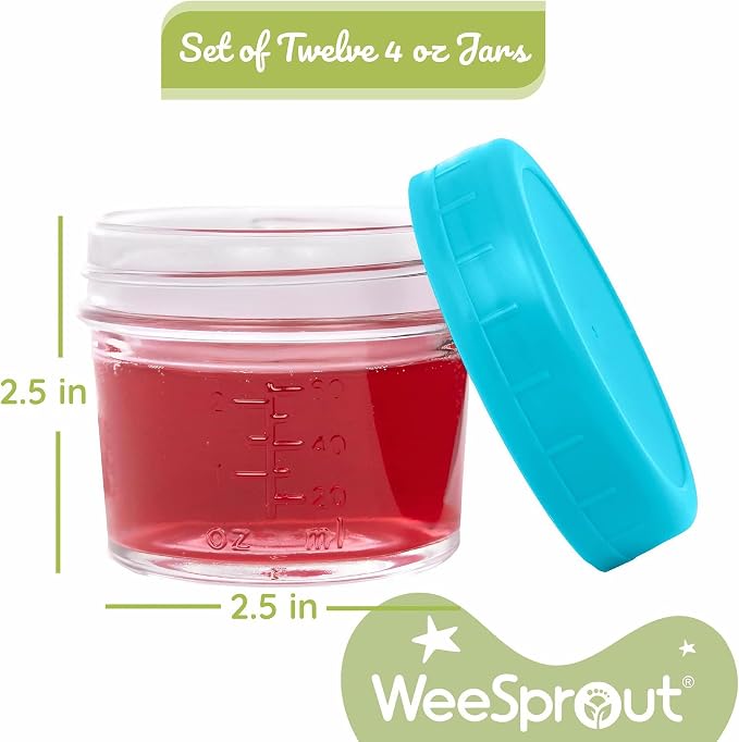 WeeSprout Baby Food Storage Glass Jars w/Lids Matte Variety, Reusable Small - Image 3