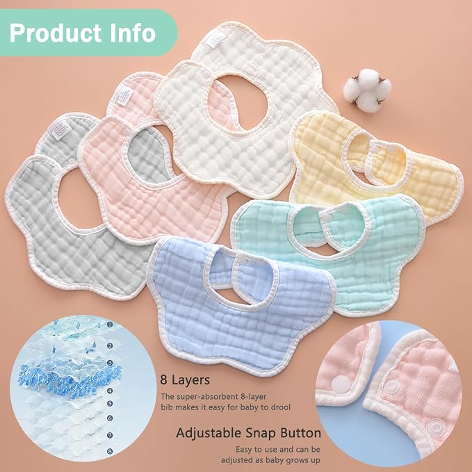 Baby Bibs Muslin Drool Teething Drooling Bibs - Image 5
