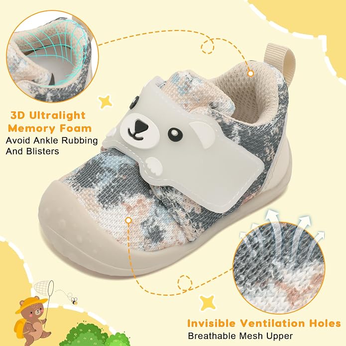 FEETCITY Baby Walking Shoes Wide Baby Shoes Boys Girls Infant Sneakers Crib - Image 4
