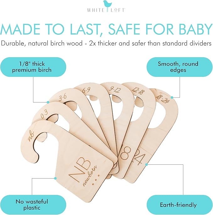 Baby Clothes Dividers for Closet – Wood Size Dividers for Newborn to 24 Months - Image 7