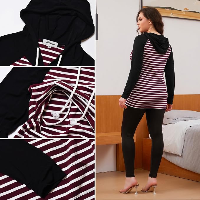 GINKANA Women's Nursing Hoodie Sweatshirt Long Sleeves Breastfeeding Maternity - Image 7