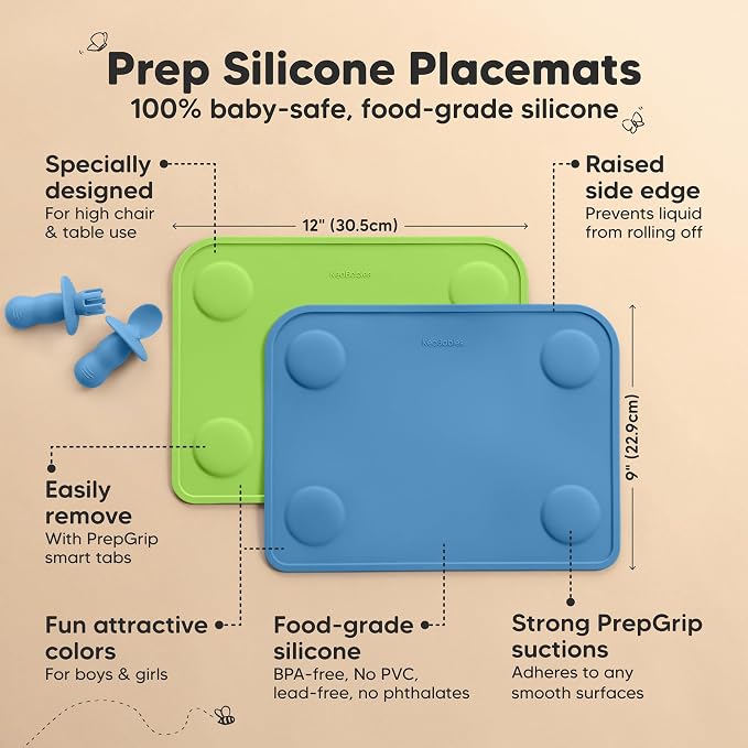 KeaBabies 2-Pack Silicone Placemats - Image 2