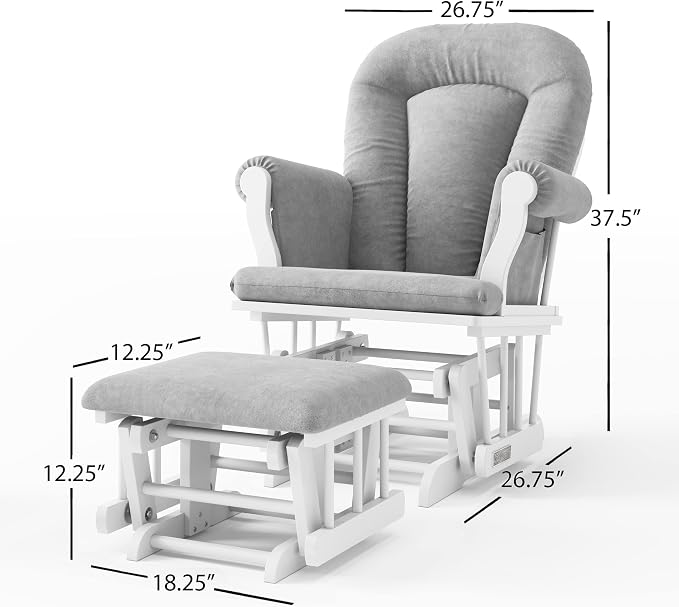 Child Craft Cozy Glider Rocker and Ottoman Set, Padded Cushion - Image 3