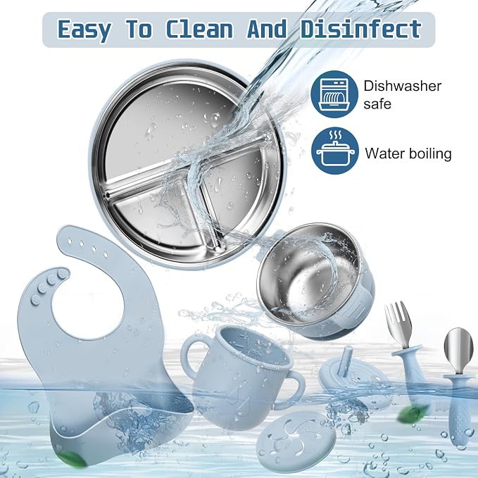Stainless Steel Kids Plates and Bowls Set - Image 6