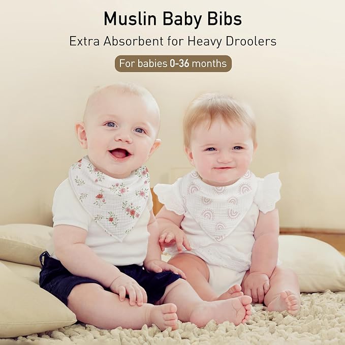 Muslin Baby Bibs 8 Pack, Baby Bandana Drool Bib - Image 3