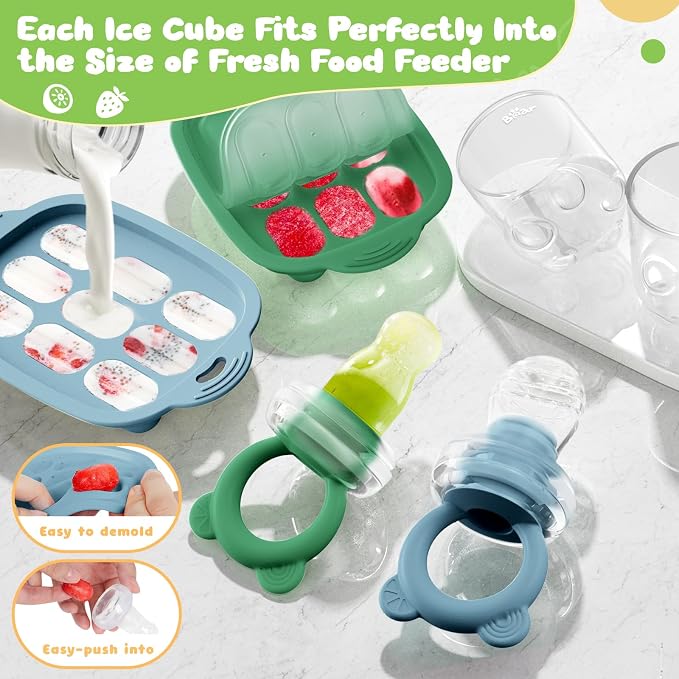 Bear Baby Fruit Food Feeder & Mini Freezer Nibble Tray Combo, 2 Pack Breastmilk - Image 9